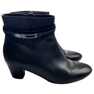 Ecco Women's Pleven Black Leather Heeled Ankle Boots Size EU 38/US 7-7.5 EUC